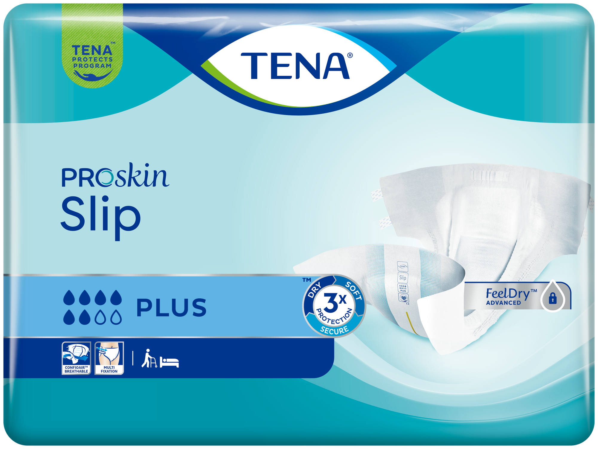 TENA Slip Plus | Alt-i-ett-produkt for urinlekkasje 