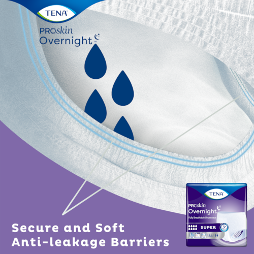 TENA Overnight incontinence underwear with soft anti-leakage barriers for great security