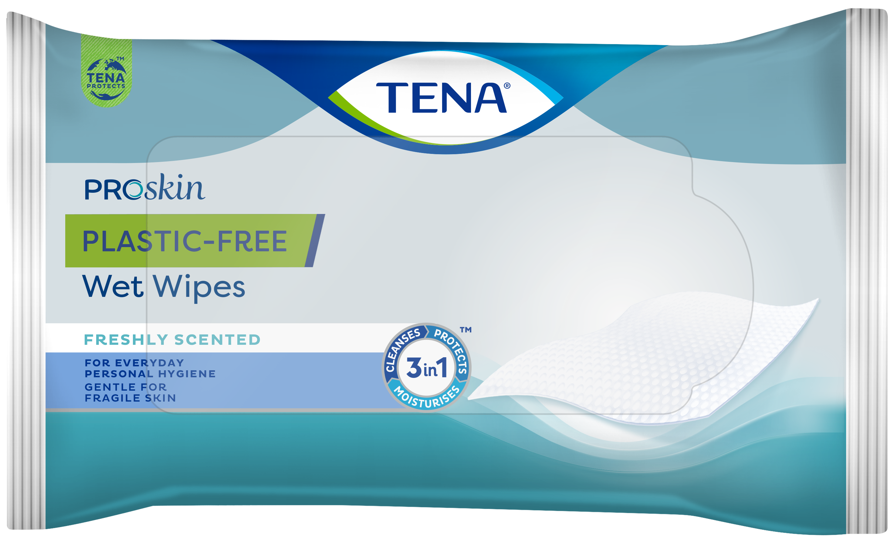 TENA ProSkin Plastic-Free Wet Wipes | Voksenstørrelse 8pcs