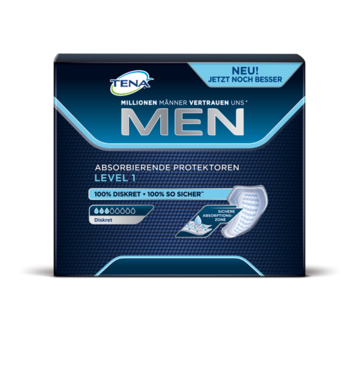 TENA MEN Level 1 – Sichere, absorbierende Protektoren für Männer bei leichtem Tröpfchenverlust und Harnverlust