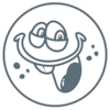 Sticker of smiling cartoon monsters.