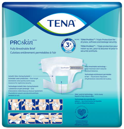 Back of TENA ProSkin Super Brief pack