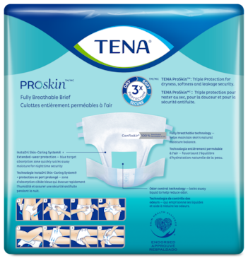 Back of TENA ProSkin Ultra Brief pack