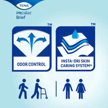 TENA Incontinence briefs with tabs has odor control tecnology