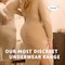 Woman wearing clothes over TENA Silhouette underwear, our most discreet underwear range