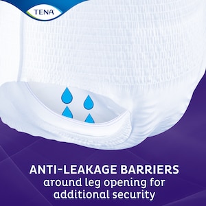 TENA Pants Night with anti-leakage barriers around leg opening for additional security