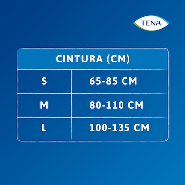 Tabla de tallas de cintura para TENA Pants protect+