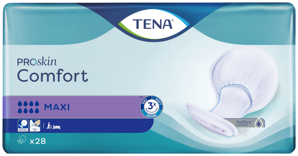 Tena Pads Extra Long Length TENA Comfort Maxi | Extra Long, Large shaped incontinence pad