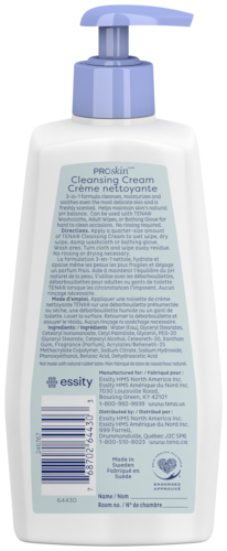 Back of pack of Cleansing cream with ingredients