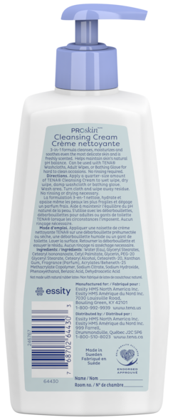 Back of pack of Cleansing cream with ingredients
