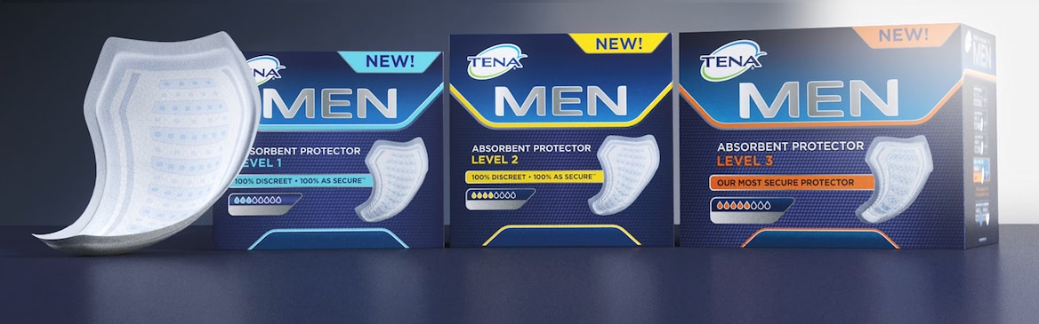 Produtos de proteção discreta TENA Men para perdas de urina