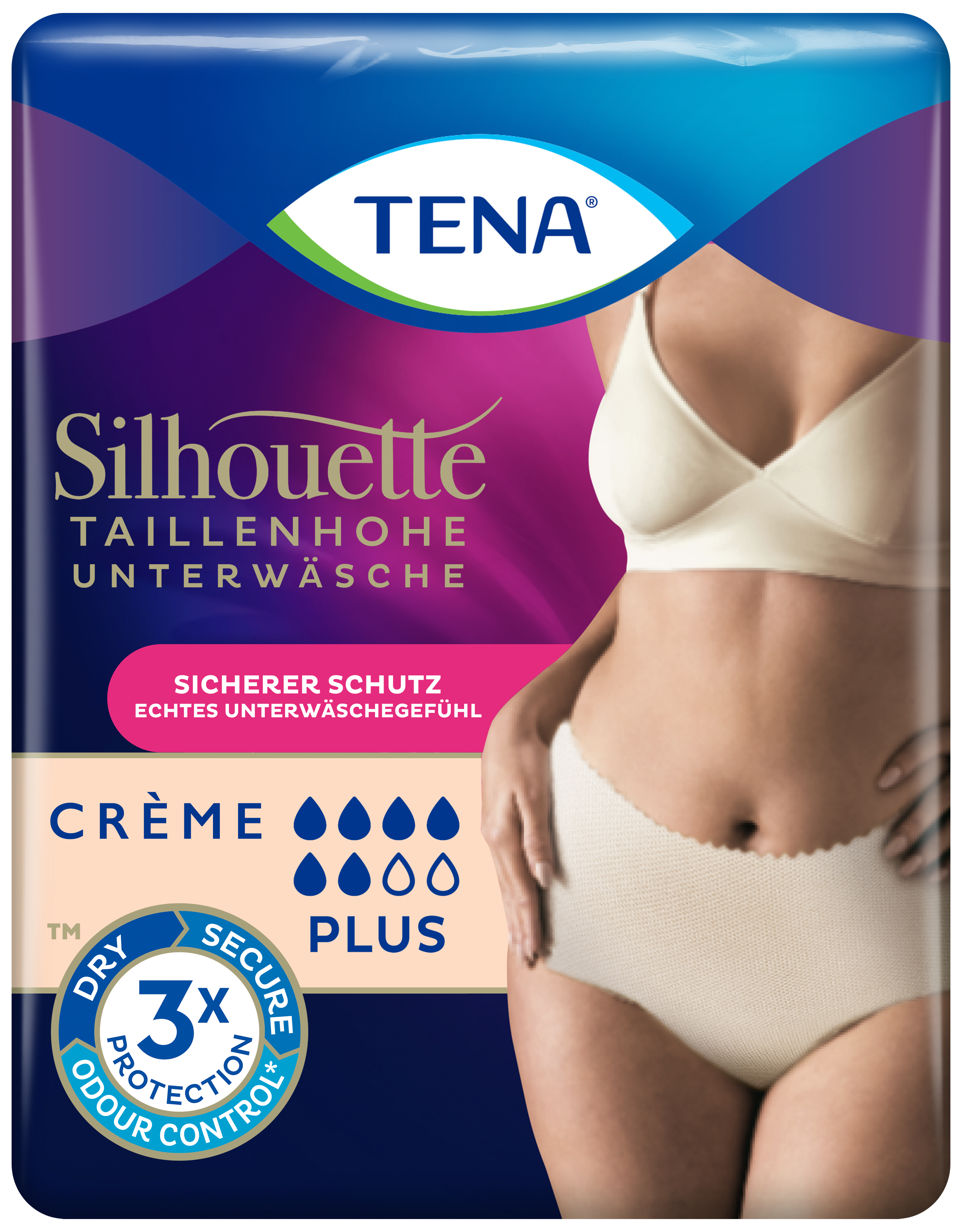 TENA Silhouette Plus Crème | Taillenhohe Unterwäsche zum Schutz bei Blasenschwäche