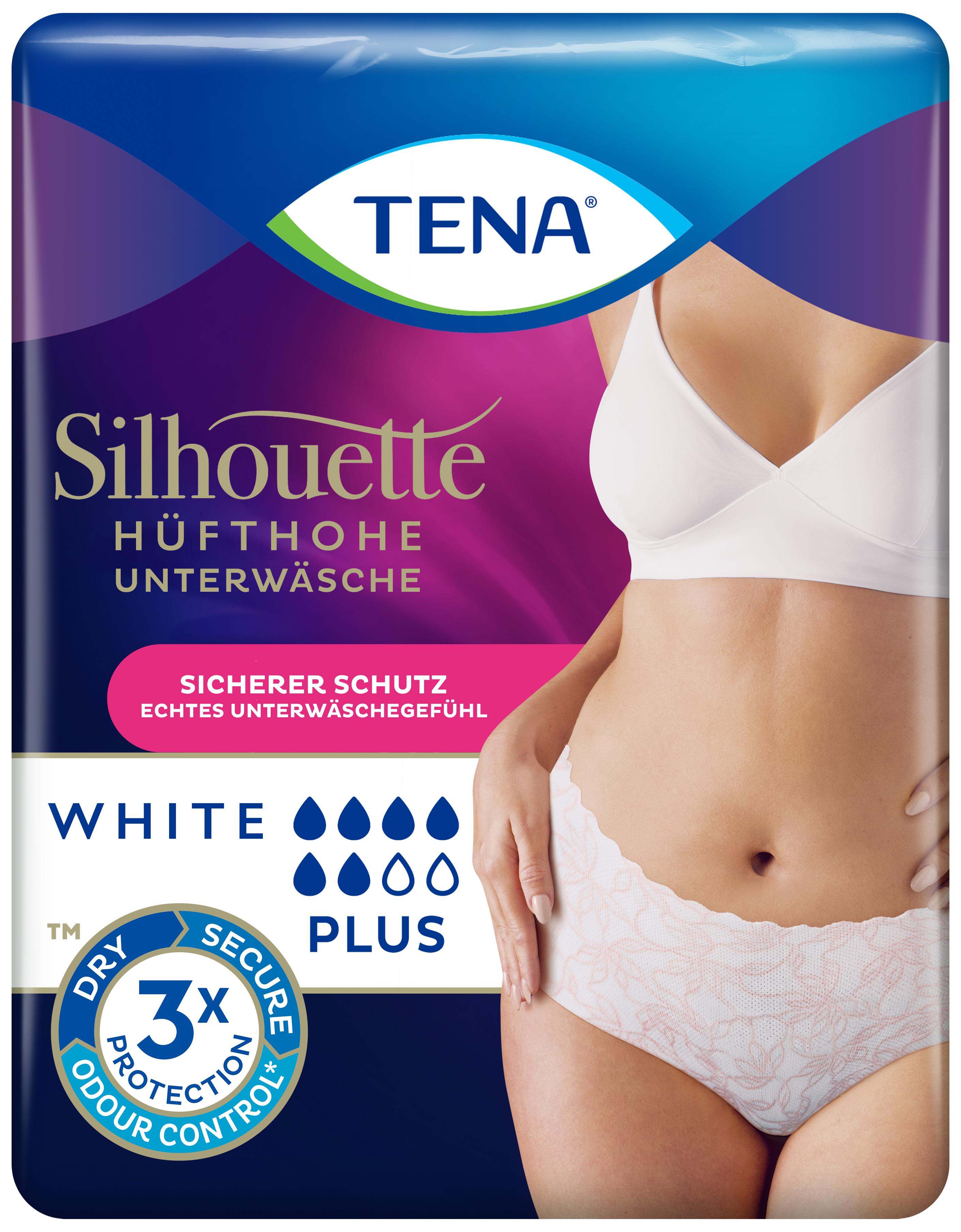 TENA Silhouette Plus White | Hüfthohe Unterwäsche zum Schutz bei Blasenschwäche