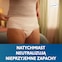 Osoba zakładająca bieliznę chłonną TENA, z napisem "Natychmiast neutralizują nieprzyjemne zapachy".