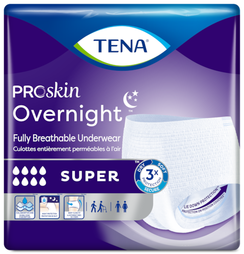 TENA ProSkin Overnight™ Super Fully Breathable Underwear with Lie Down ...