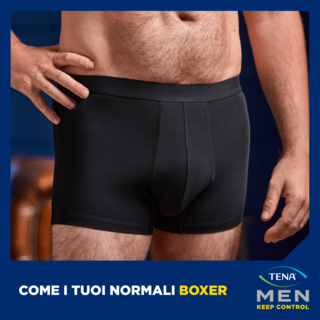 Come i tuoi normali boxer, ma con protezione integrata che protegge da gocce e piccole perdite di urina