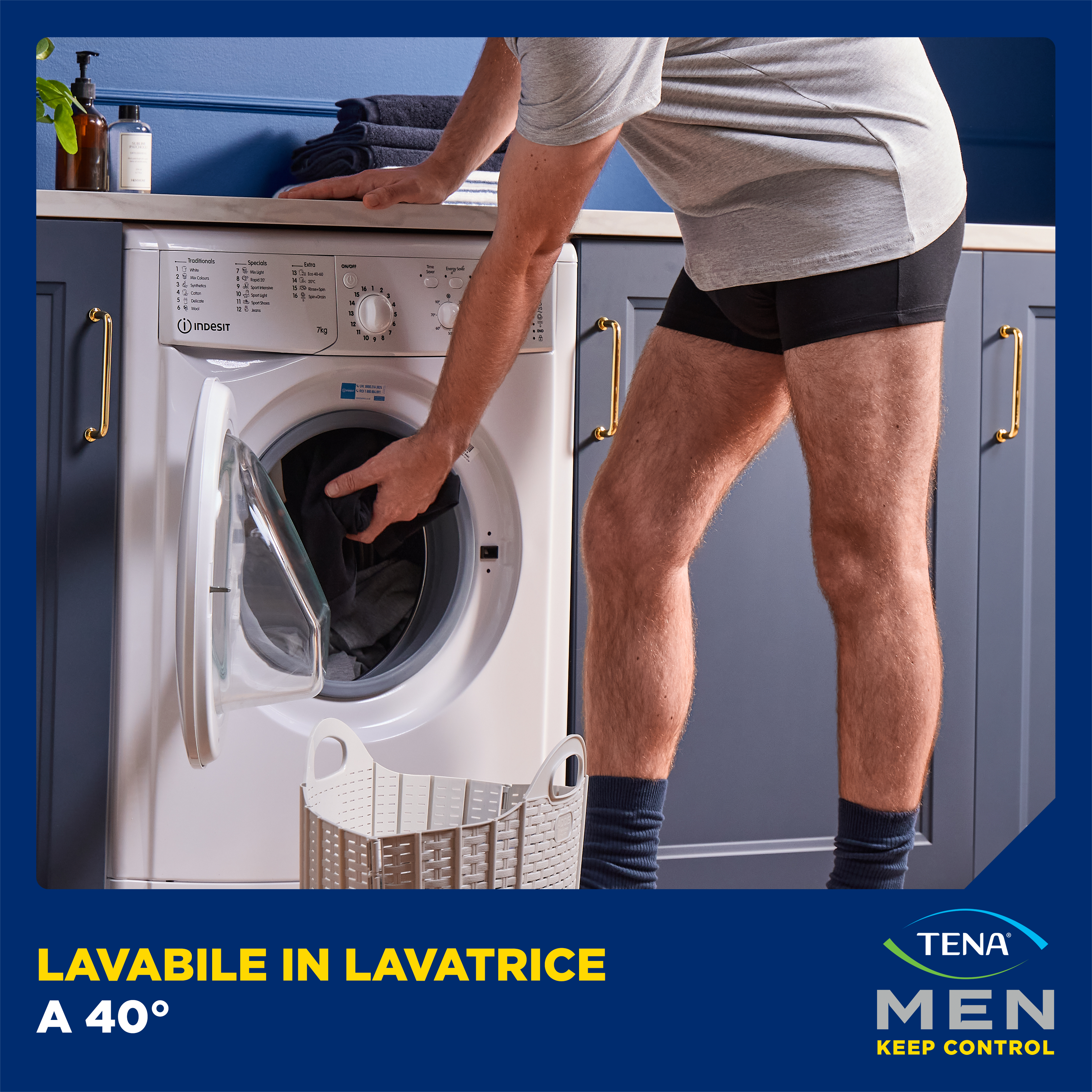 Lava i boxer protettivi da uomo TENA Men facilmente a 40° gradi con il resto del tuo bucato