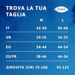 Guida alle taglie di TENA Silhouette Plus