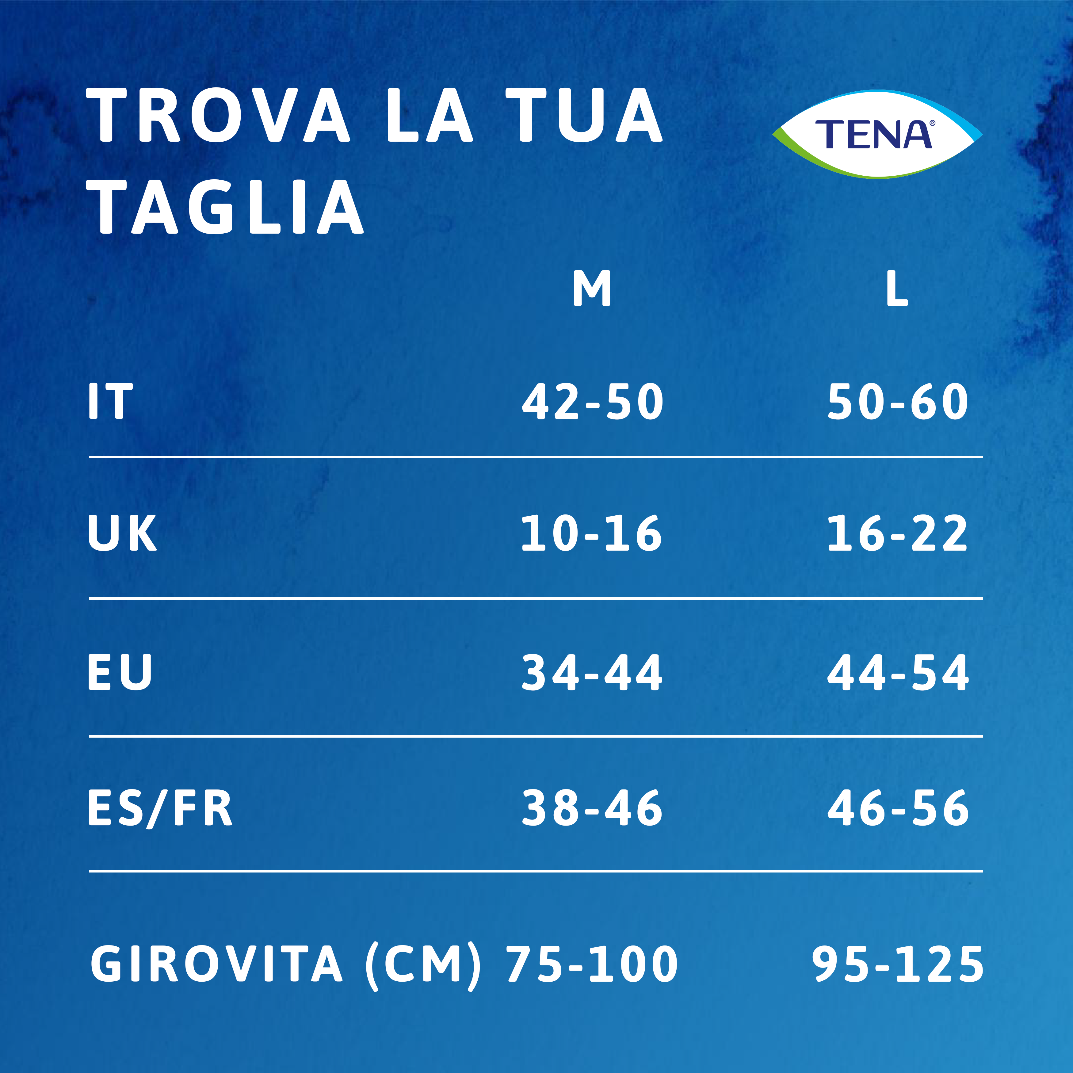 Guida alle taglie di TENA Silhouette Plus