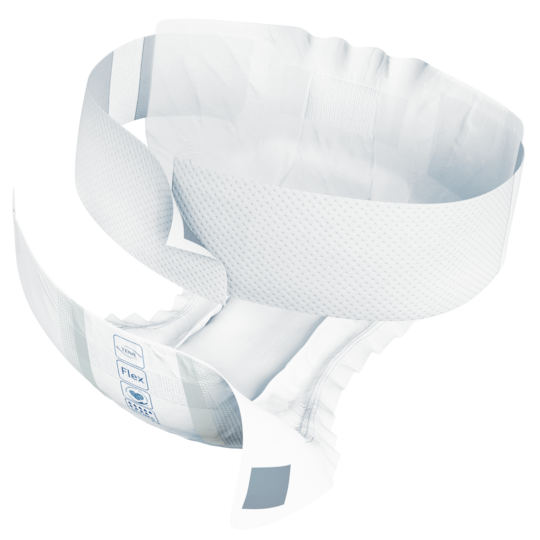 TENA ProSkin Flex Ultima – imukykyinen vyöllinen inkontinenssisuoja, jonka kolmitehoinen suoja antaa mukavan ja kuivan olon sekä vähentää mahdollisia reunavuotoja.