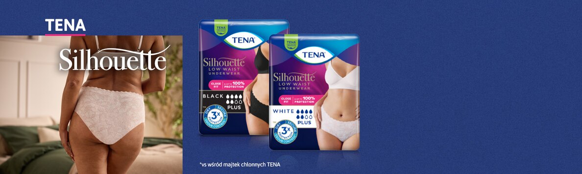 Produkty TENA Silhouette stylowa i dyskretna bielizna pokazana na kobiecie