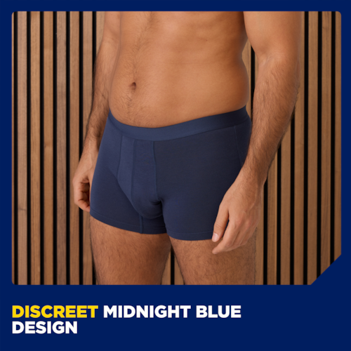 Looks great because it is: here in a masculine Midnight blue color