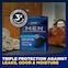 The TENA Protective Shield Light package laying on a table with the caption "Triple protection against leaks, odor and moisture"