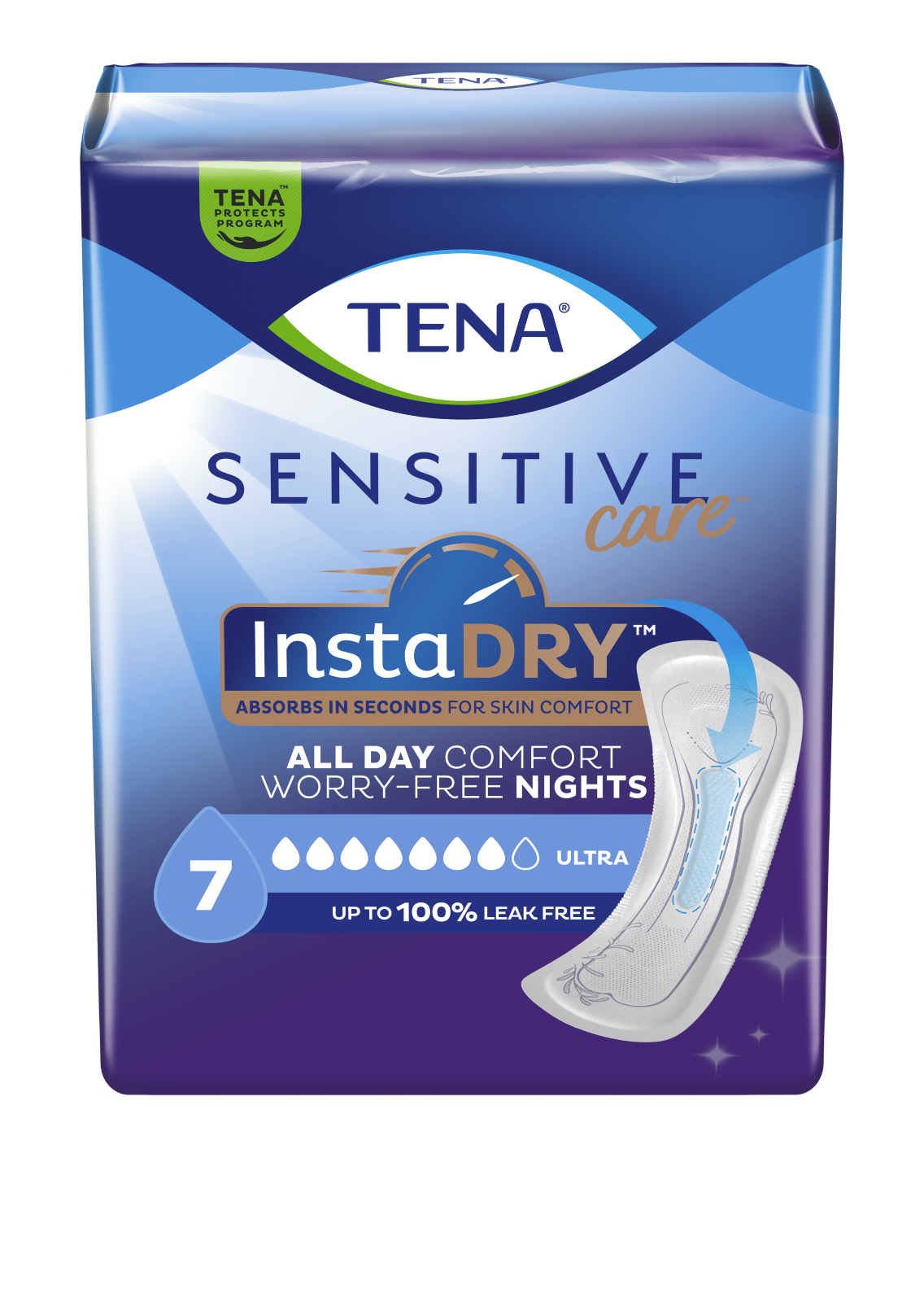 Pack shot of TENA Sensitive Care Ultra pad