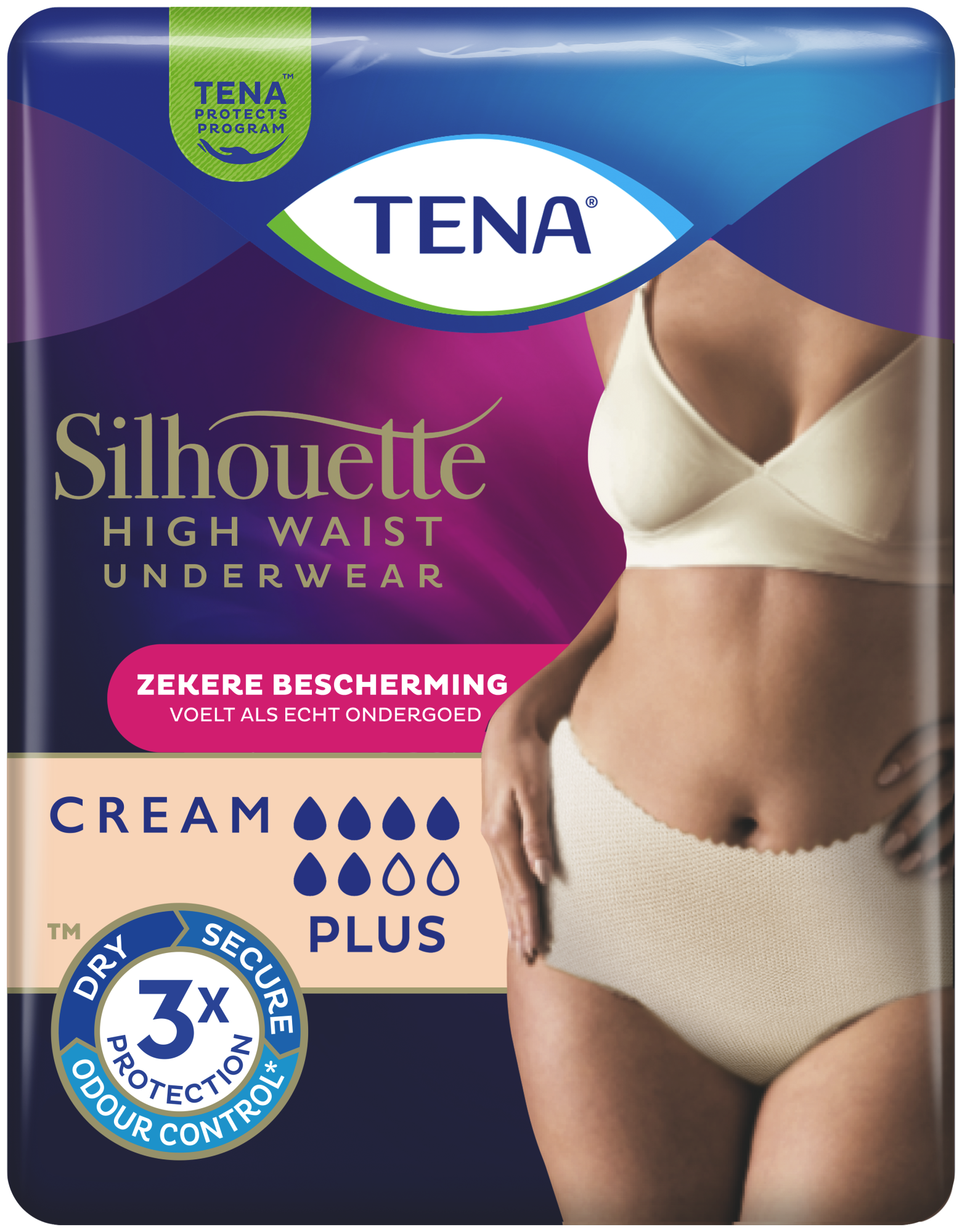 TENA Silhouette Plus High Waist Cream | Incontinentieondergoed TENA Silhouette Plus High Waist Cream | Incontinentieondergoed