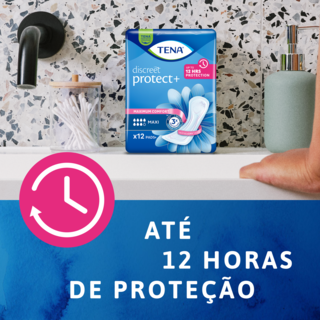 Até 12 horas de proteção com o TENA Discreet Protect+ Maxi