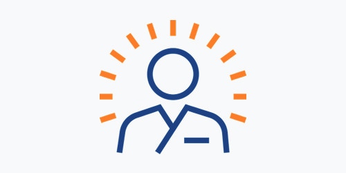 An illustrated icon showing the upper half of a caregiver with an orange glowing halo-like effect