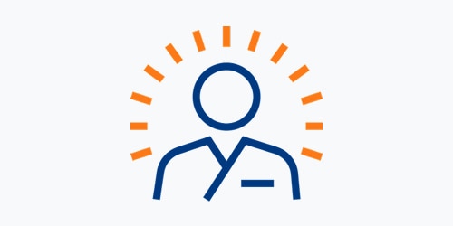 An illustrated icon showing the upper half of a caregiver with an orange glowing halo-like effect 