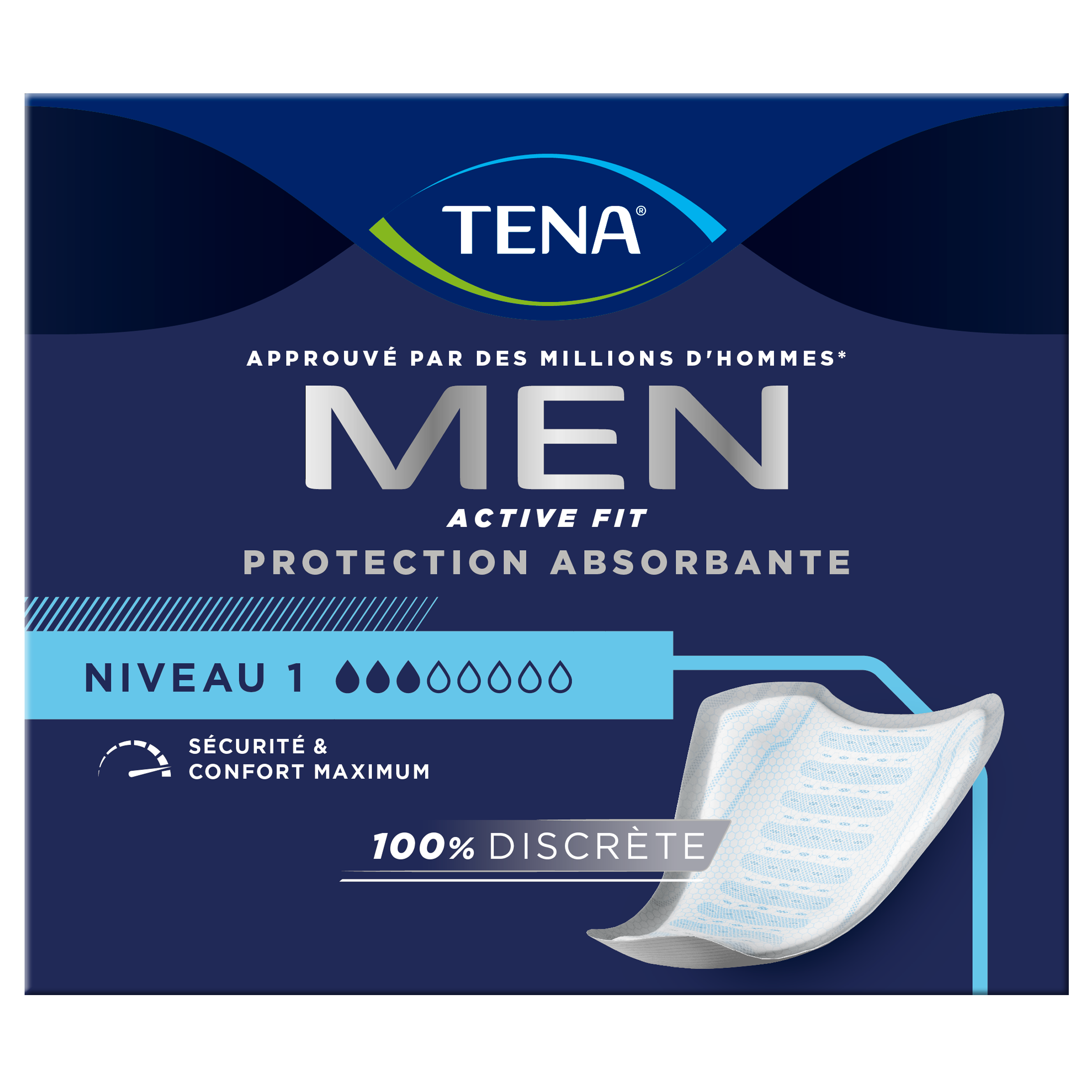 TENA Men Active Fit avec protection absorbante de niveau&nbsp;1 | Protections pour fuites urinaires