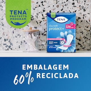 TENA Discreet Protect+ Maxi com embalagem 60% reciclada