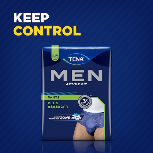 Tena Men Active Fit Pants Plus Bleu L/xl 10 772610 - Pazzox