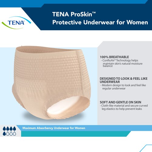 TENA ProSkin Extra Disposable Underwear Pull On with Tear Away Seams  X-Large, 72425, Ultimate-Extra, 12 Ct 