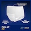 Product illustration of TENA Men Overnight Max underwear with captions "100% breathable technology", "double absorption core" and "soft anti-leakage barriers"