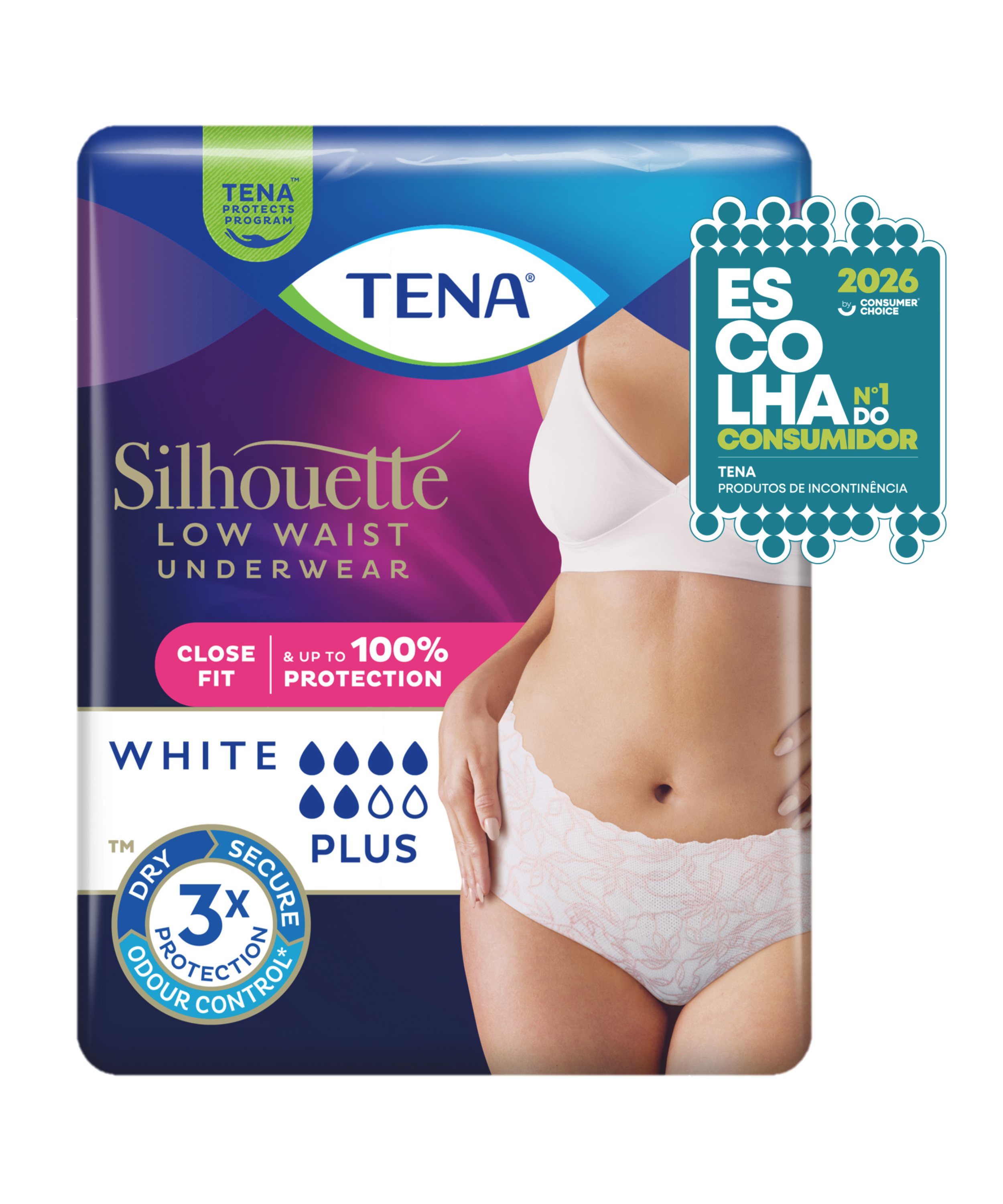 TENA Silhouette Plus Cintura Baixa Branco