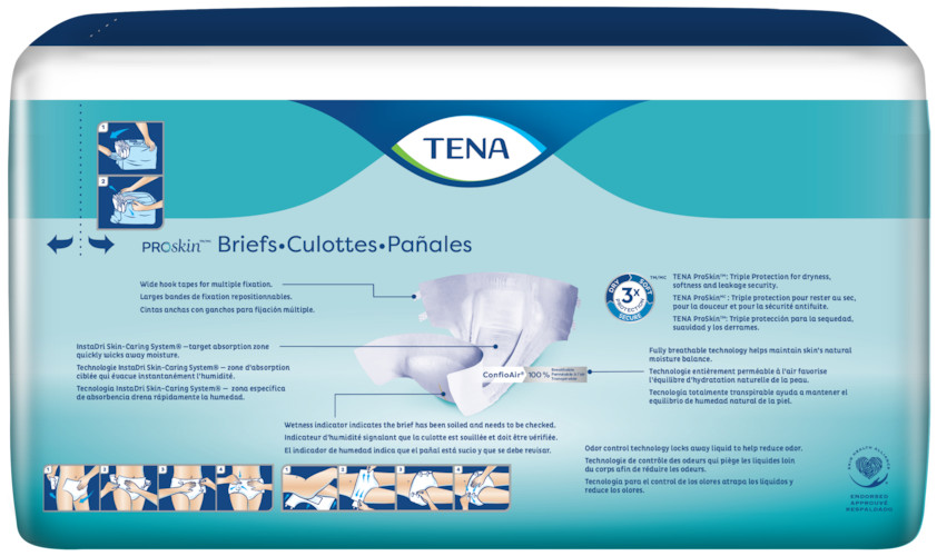 TENA ProSkin™ XS incontinence Briefs back of pack
