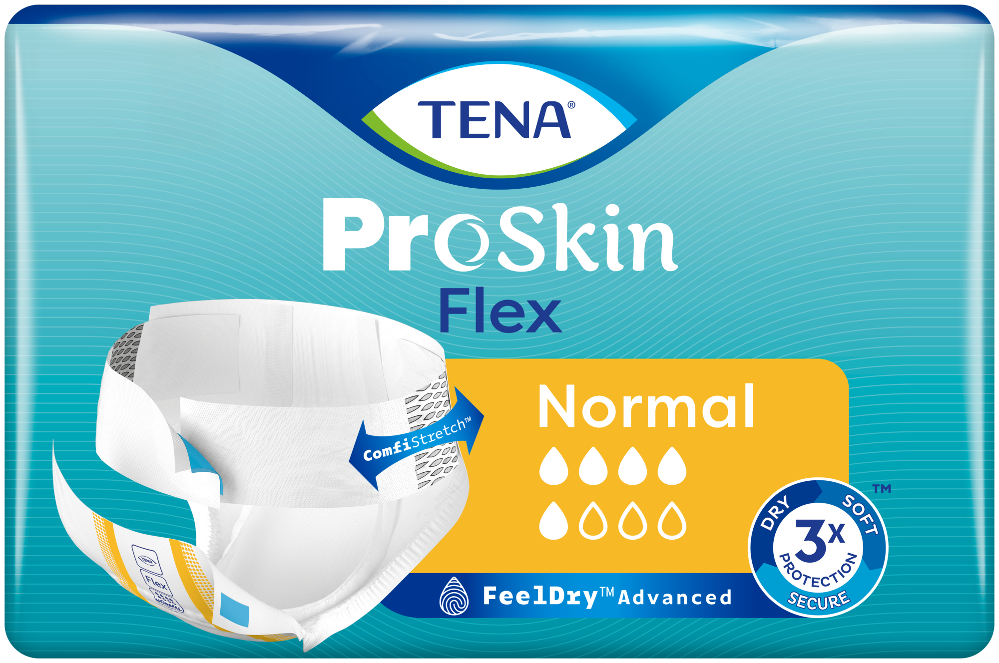 Pack shot of TENA ProSkin Flex Normal brief