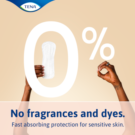 TENA lights incontinence liners are free from fragrances and dyes
